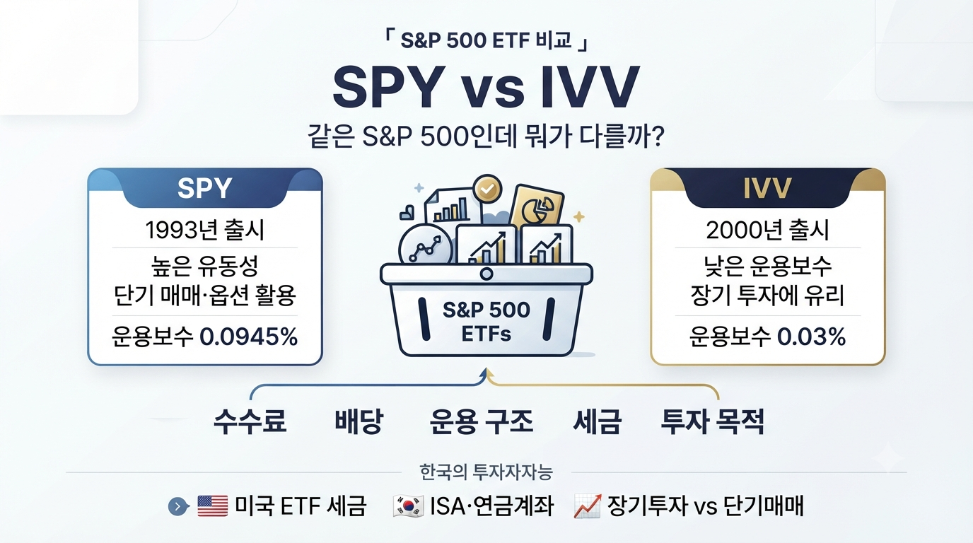 SPY vs IVV 수수료 3배 차이, 장기 투자자라면 이게 핵심입니다