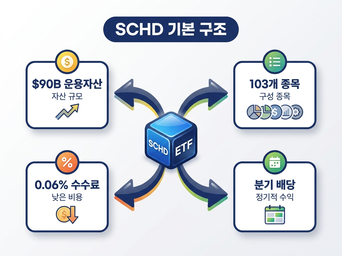 SCHD ETF 운용 자산과 누적 수익률 요약 화면