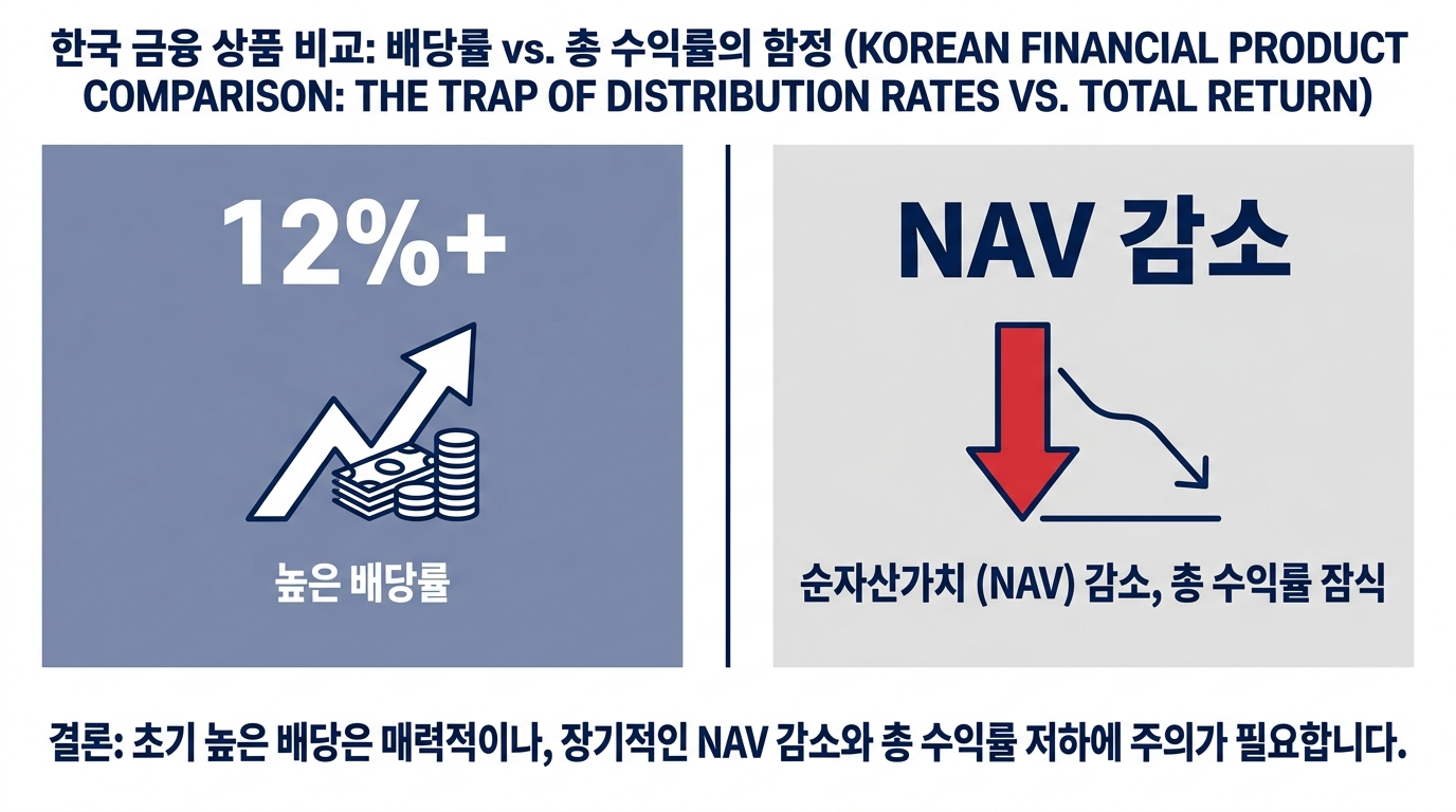 분배율과 총수익률의 차이를 비교한 자료