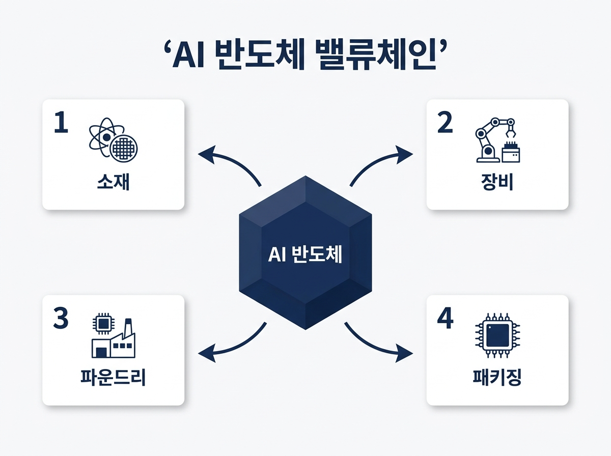 AI 반도체 밸류체인 단계별 구조를 나타낸 이미지