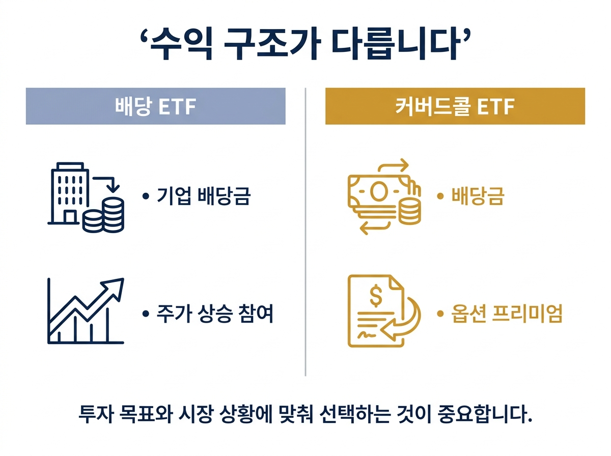 커버드콜 ETF와 배당 ETF의 기본 개념 비교