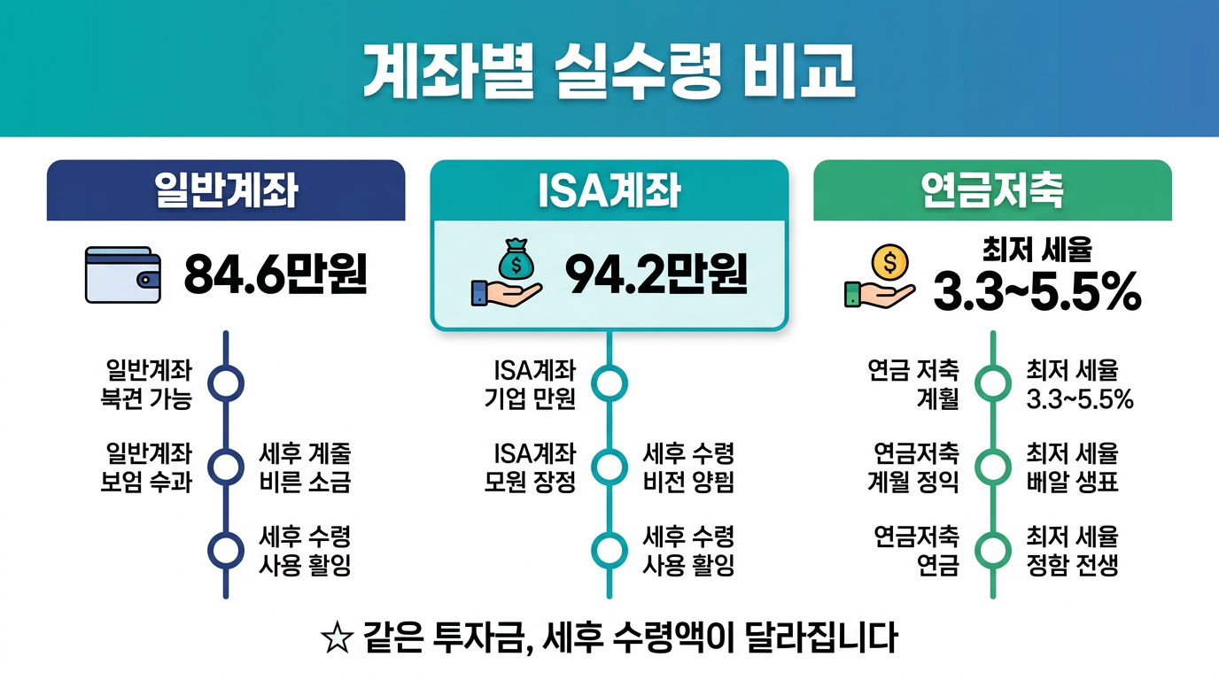 일반 계좌와 ISA 계좌의 배당금 실수령액 차이
