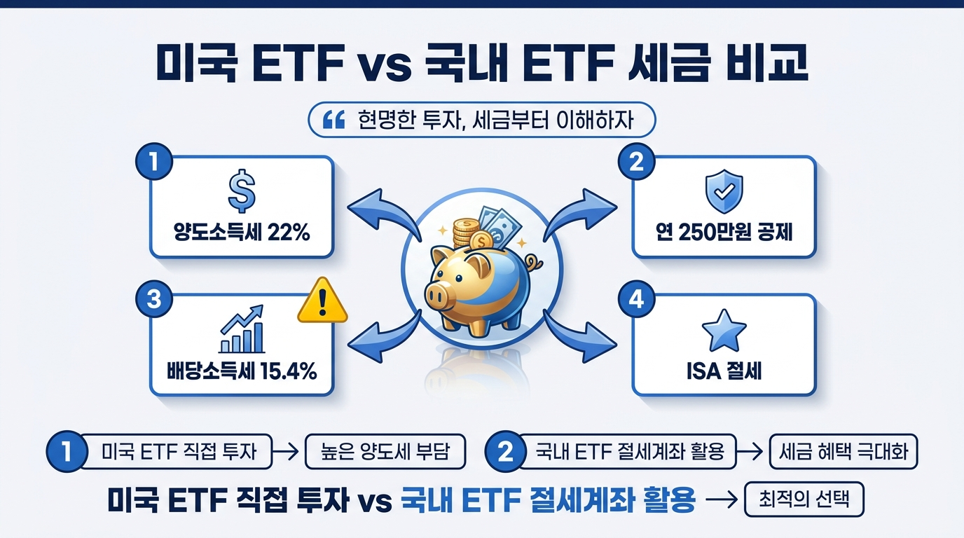 미국 ETF 직접 투자와 국내 상장 나스닥100 ETF의 세금 구조 비교