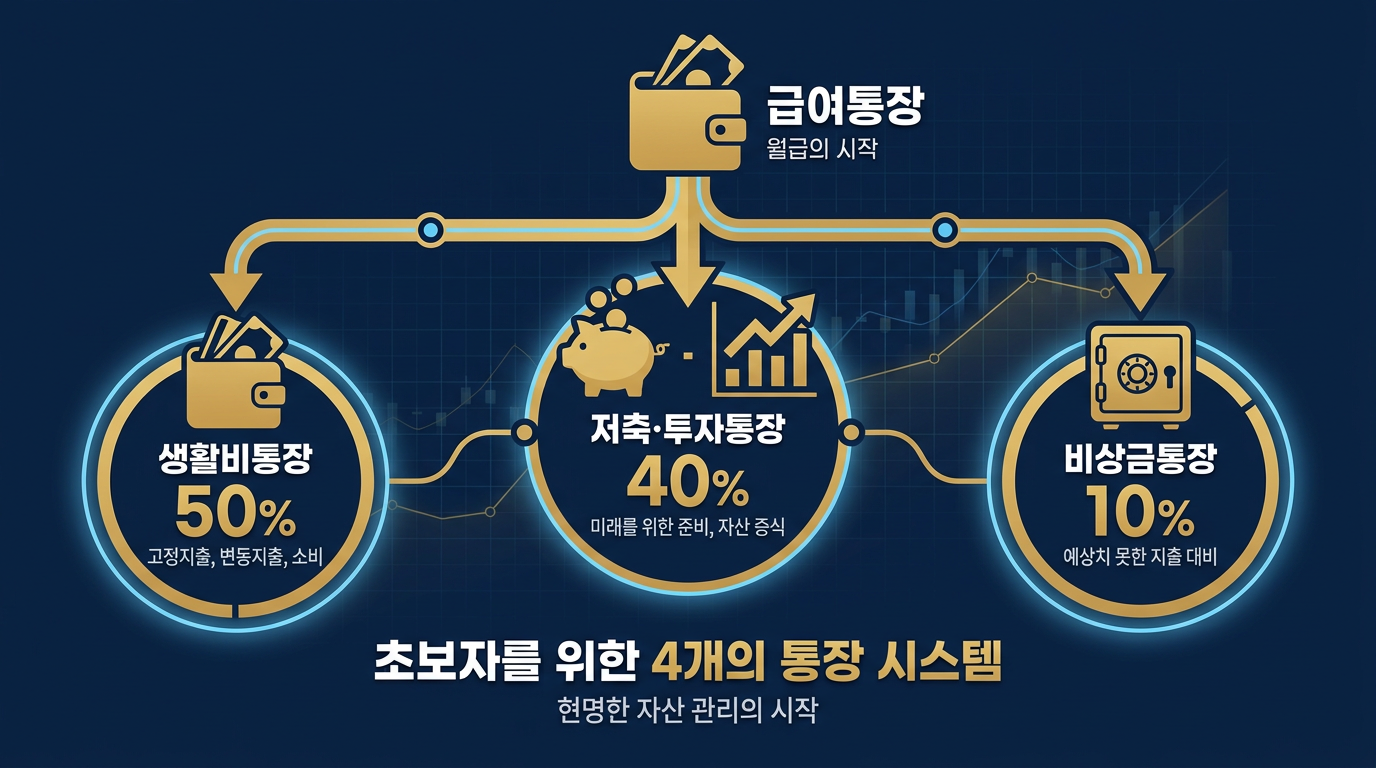 급여·생활비·저축투자·비상금 4개 통장 분산 구조