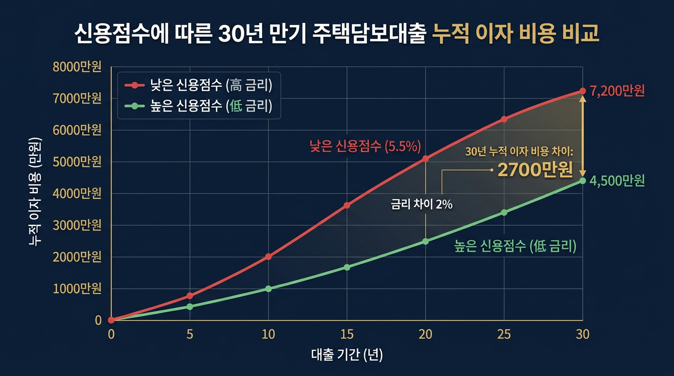 신용점수 등급별 대출금리 차이 비교