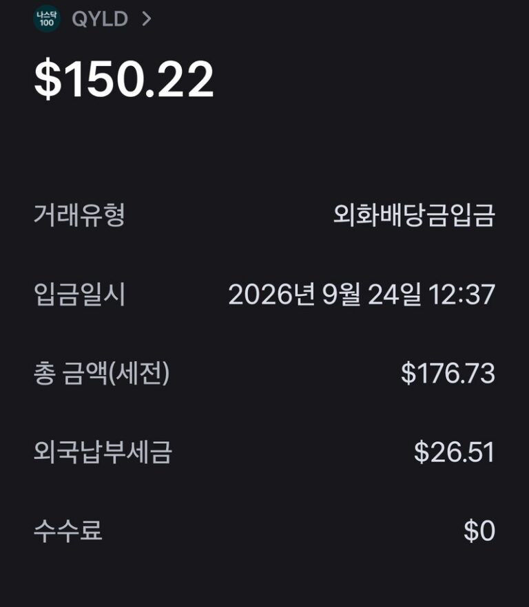 QYLD 배당금 입금 내역
