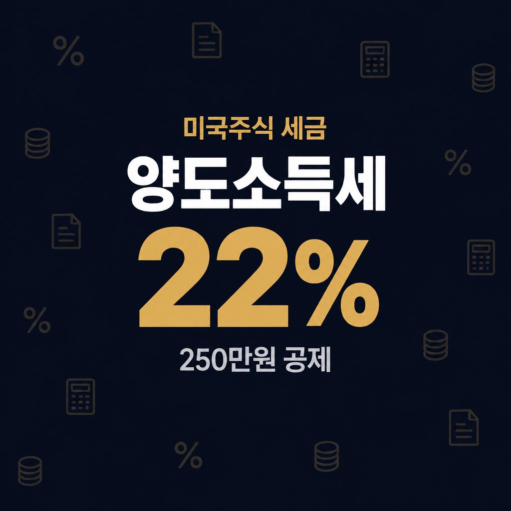 미국주식 양도소득세 계산, 250만 공제·22%